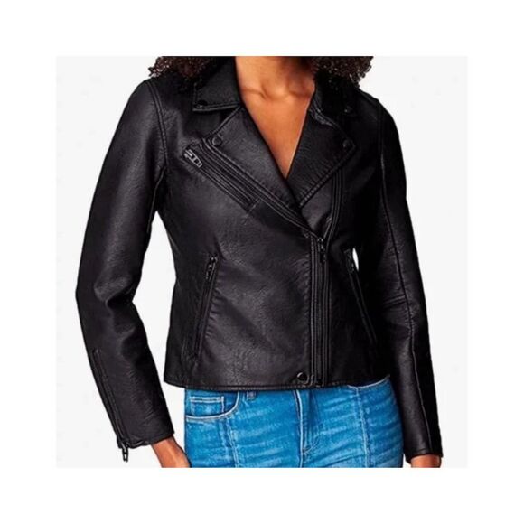 Blank NYC Women's Black Vegan Leather Moto Jacket Size XS - Picture 1 of 12